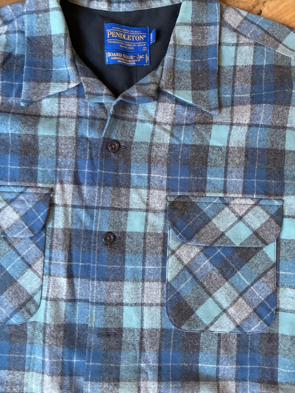 Limited Edition Beach Boys Pendleton Blue and Gray Wool Plaid- Large Long